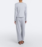 Leset Pointelle cropped cotton wide-leg pants