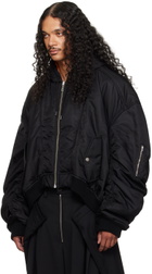 LU'U DAN Black Distorted MA1 Bomber Jacket