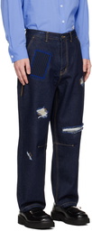 ADER error Navy Embroidered Jeans