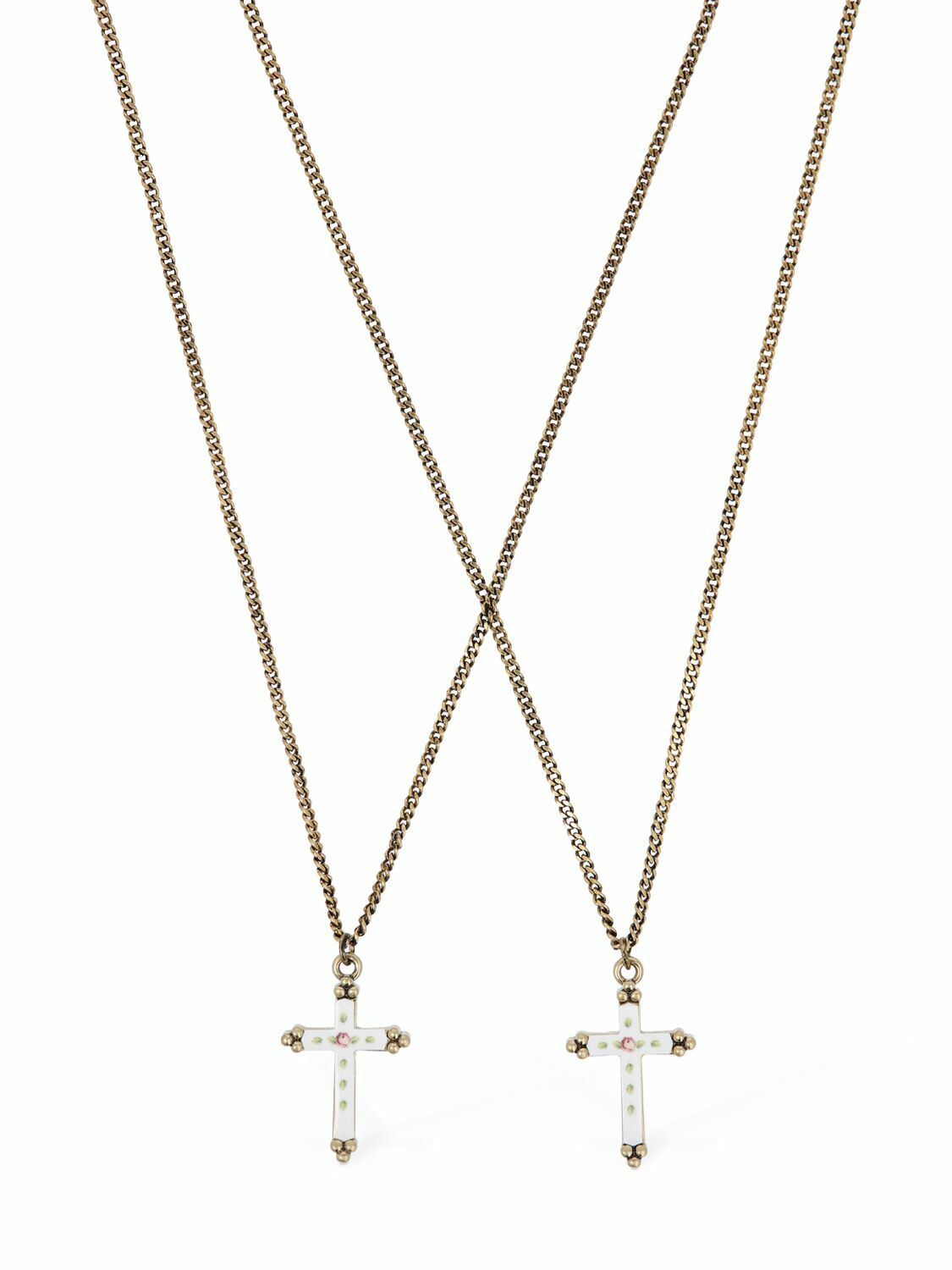 DSQUARED2 - Vintage Cross Charm Double Necklace Dsquared2