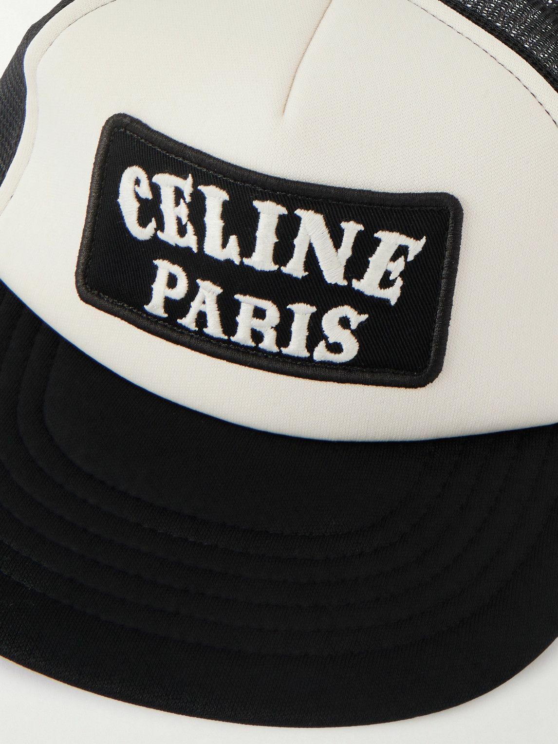 CELINE - Logo-Appliquéd Cotton-Canvas and Mesh Trucker Cap - Black