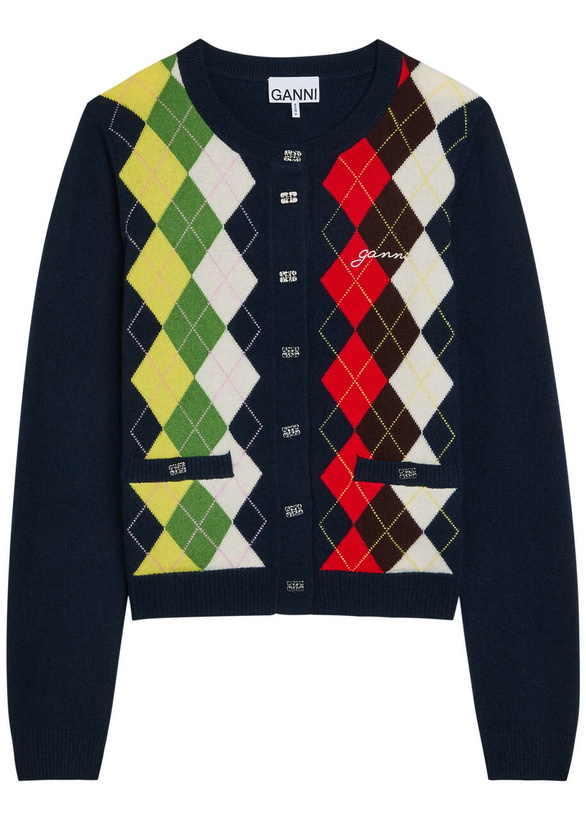 Photo: Ganni Argyle Wool and Cashmere-blend Cardigan Multicoloured