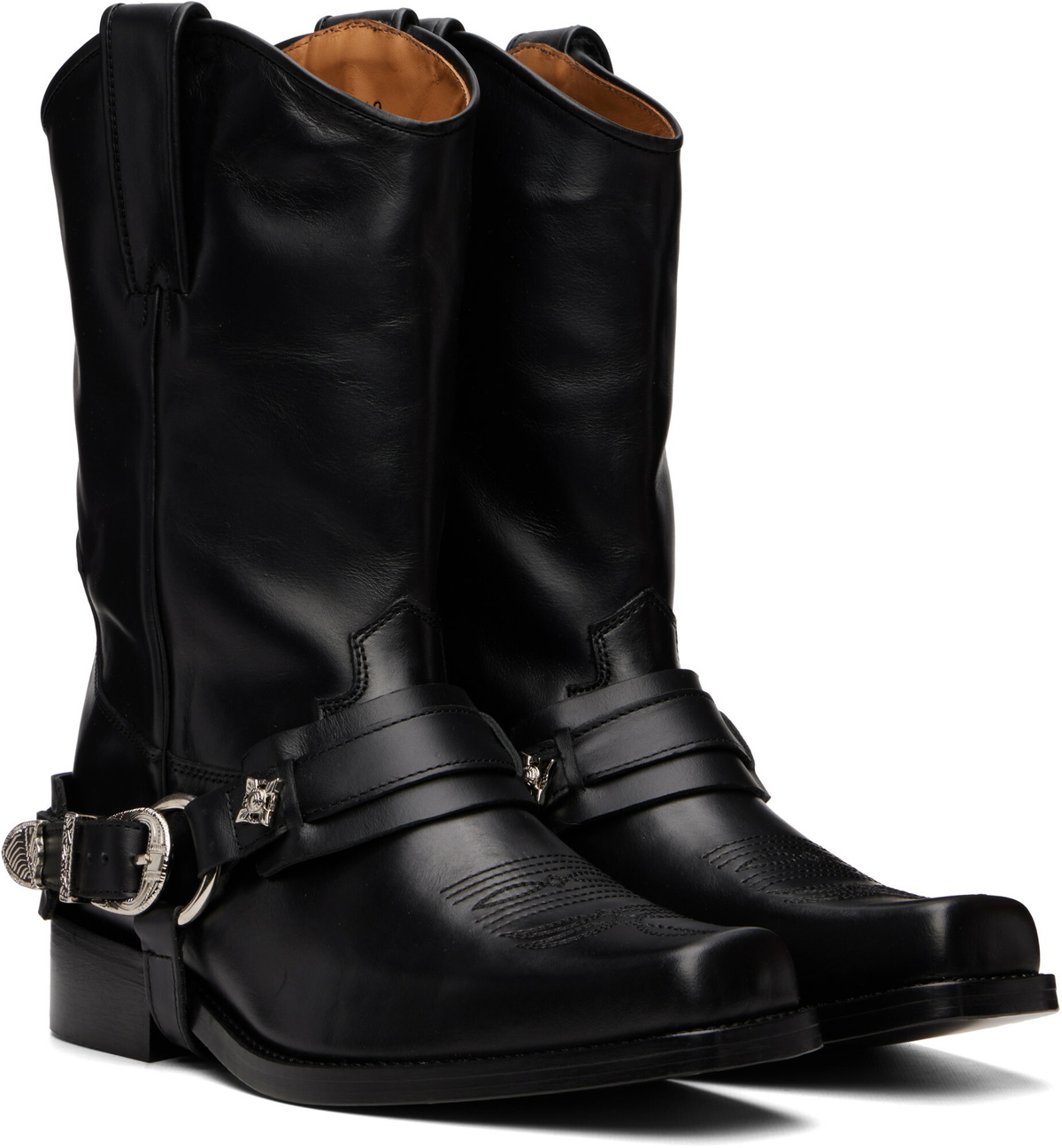 Toga Virilis Black Hard Leather Boots