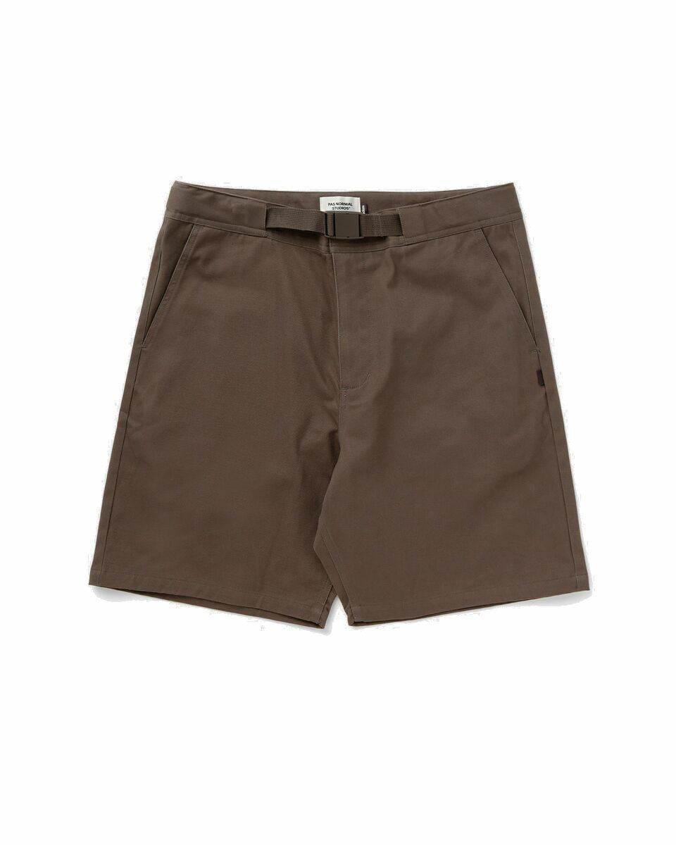 Photo: Pas Normal Studios Off Race Cotton Twill Shorts Brown - Mens - Casual Shorts