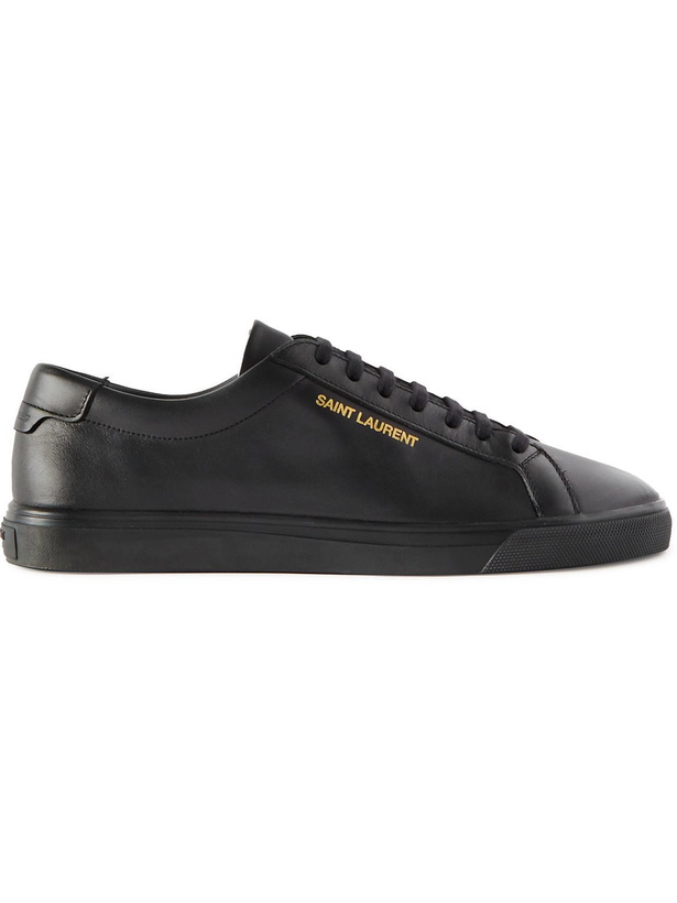 Photo: SAINT LAURENT - Andy Moon Logo-Print Leather Sneakers - Black