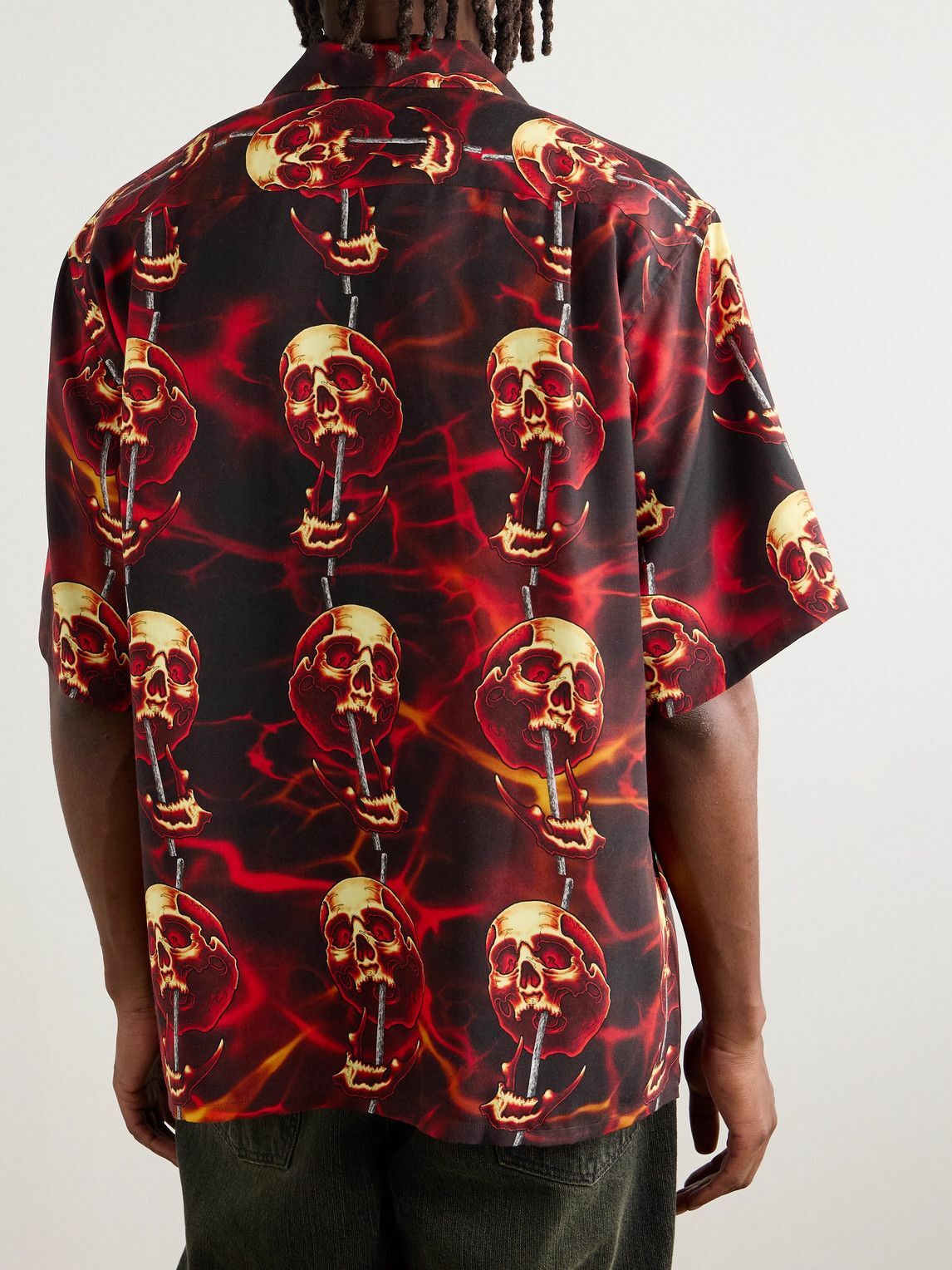 Wacko Maria - 56 Tattoo Studio Camp-Collar Printed TENCEL™ Lyocell Shirt - Black