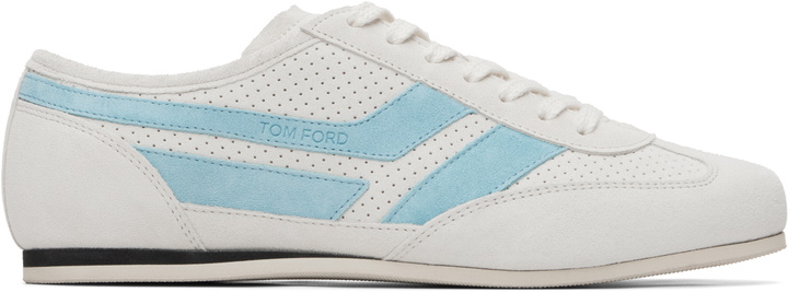 Photo: TOM FORD Off-White Perforated Suede Brook Sneakers