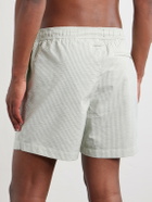 Mr P. - Oxford Striped Straight-Leg Mid-Length Swim Shorts - Green