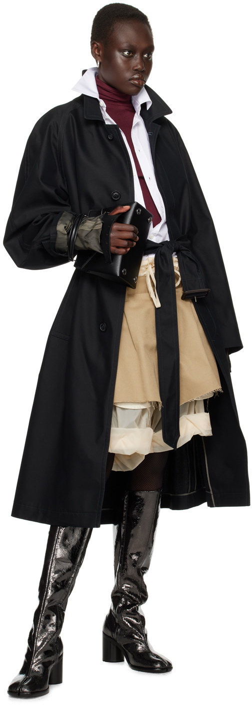 Maison Margiela Black Iridescent Trench Coat Maison Margiela