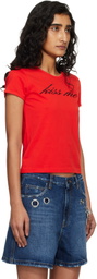 Marc Jacobs Red 'Kiss Me' Shrunken T-shirt