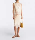 Dôen Viviane lace-trimmed silk satin top