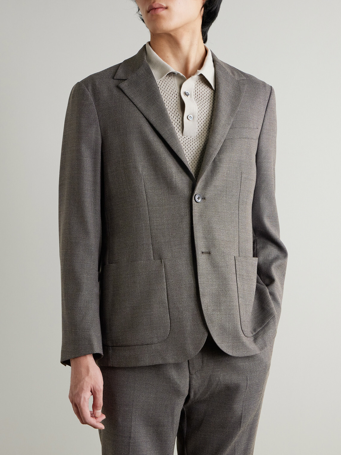 Sunspel - Textured Wool-Blend Suit Jacket - Brown