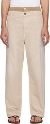 Marni Beige Layered Waistband Trousers
