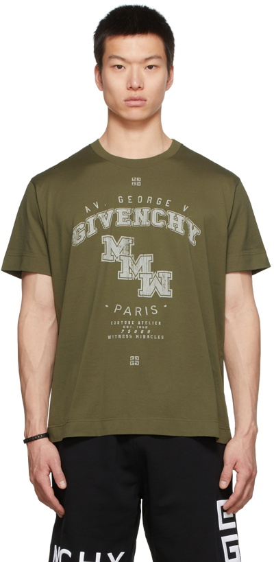 Photo: Givenchy Khaki 1952 College Crest T-Shirt