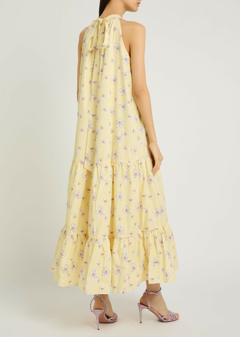 Sister Jane Lake Breeze Floral-print Cotton-poplin Midi Dress Yellow