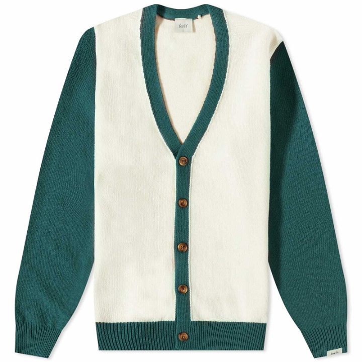 Photo: Foret Men's Sprout Cardigan in Cloud/Dark Green
