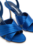 Manolo Blahnik Vierasan 90 Satin Slingback Sandals Blue