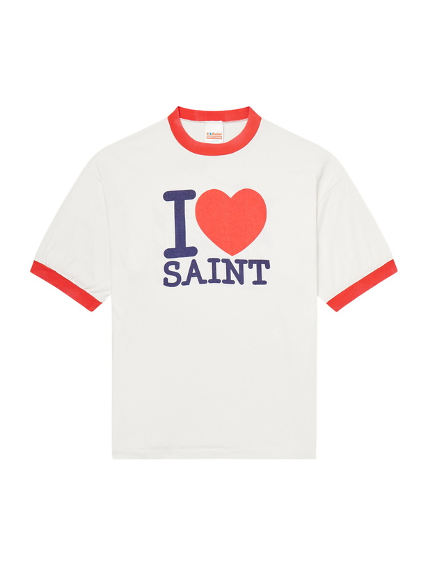 Photo: SAINT MXXXXXX - I Love Saint Cotton-Jersey T-Shirt - White