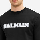 Balmain Men's Retro Logo Crew Sweat in Black/White