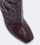 Balmain Croc-effect leather knee-high boots