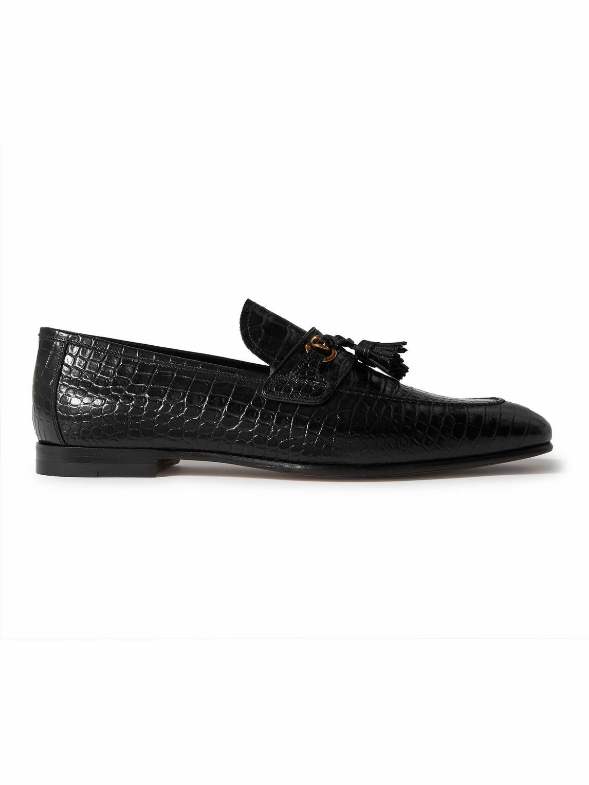 Photo: TOM FORD - Sean Croc-Effect Leather Tasselled Loafers - Black
