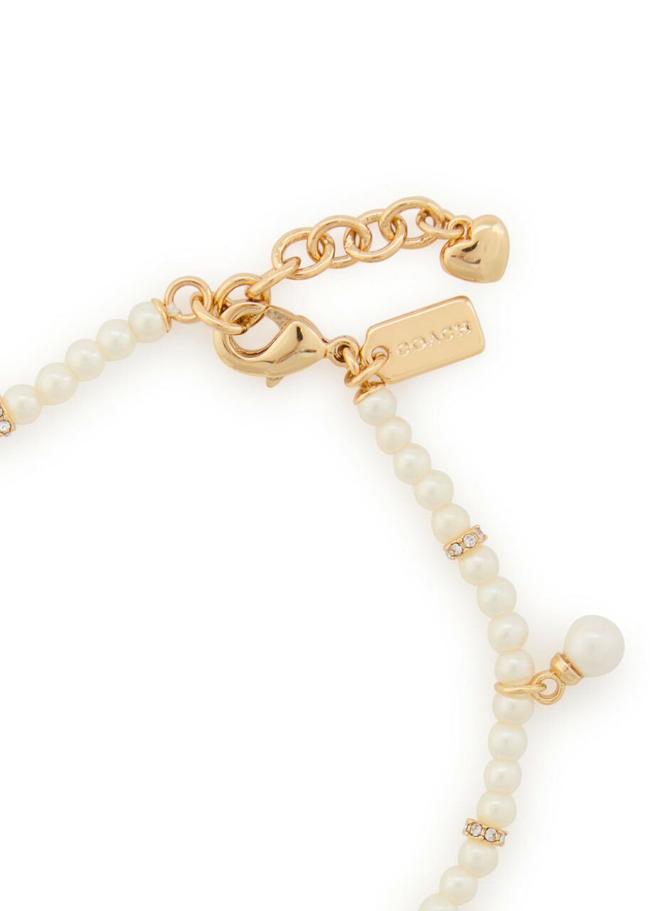 Coach Multi-charm Beaded Metal Bracelet - Pearl - One Size