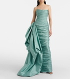 Marmar Halim Draped pleated taffeta bustier gown