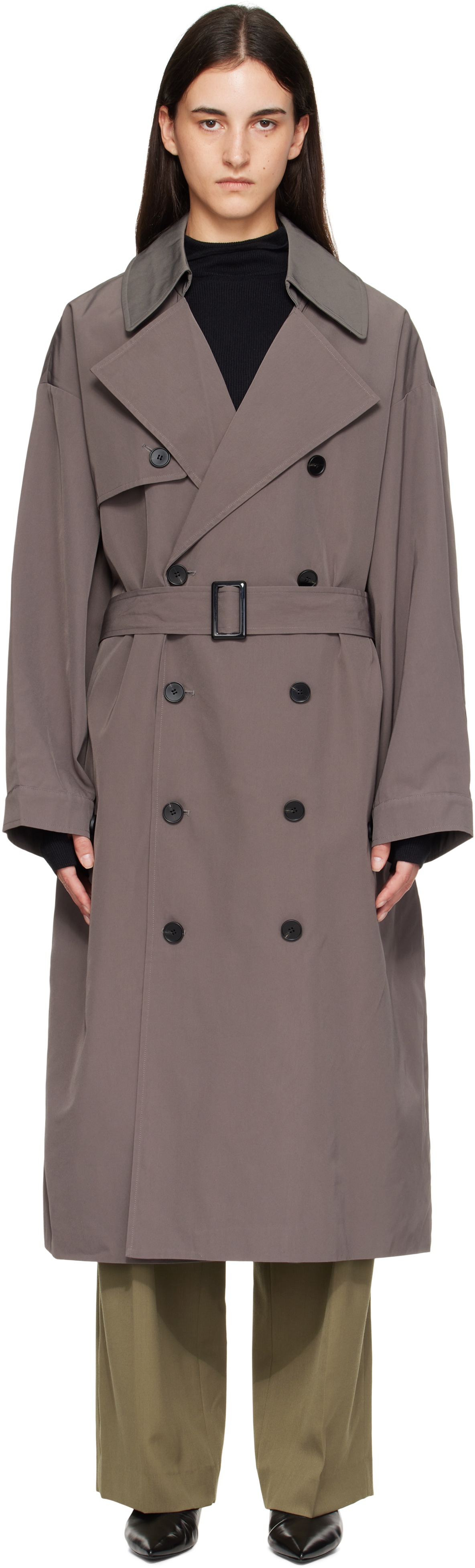 The Frankie Shop Gray Mavis Oversized Trench Coat