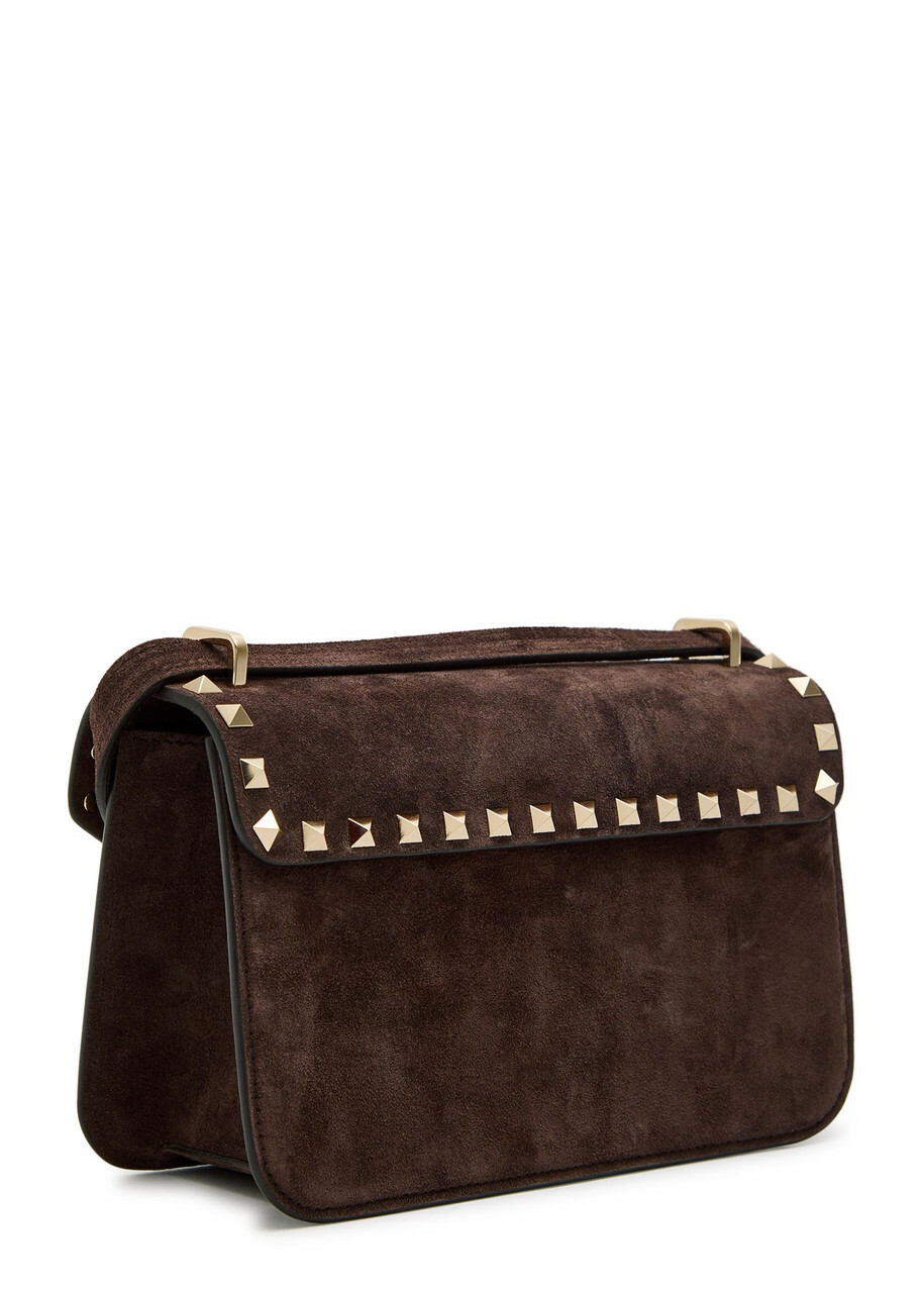 Valentino Rockstud Small Suede Shoulder bag - Brown - One Size