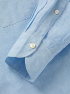 RUBINACCI - Spread-Collar Linen Shirt - Blue