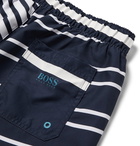 Hugo Boss - Mid-Length Striped Shell Swim Shorts - Blue