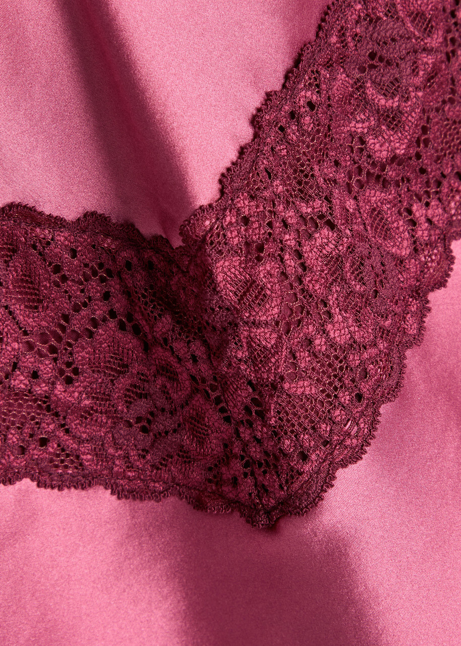 Loveshackfancy Brimsley Lace-trim Silk Camisole top Dark Pink