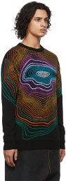 AGR Black & Multicolor Swirl Crewneck Sweater