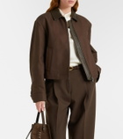 Vince Cropped leather-trimmed cotton twill jacket