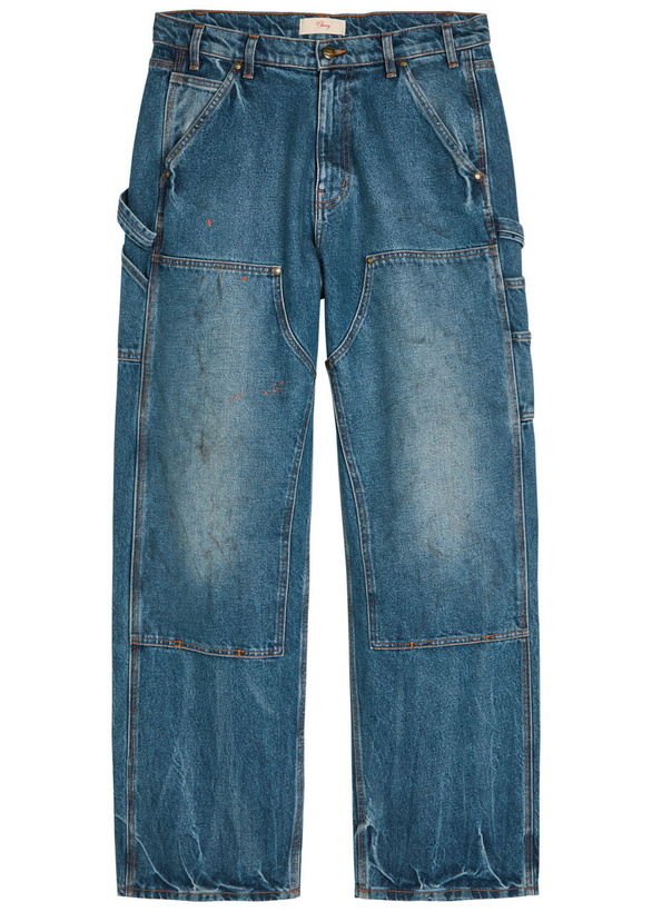 Photo: Cherry Los Angeles Paint-effect Washed Wide-leg Jeans Denim