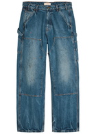 Cherry Los Angeles Paint-effect Washed Wide-leg Jeans Denim