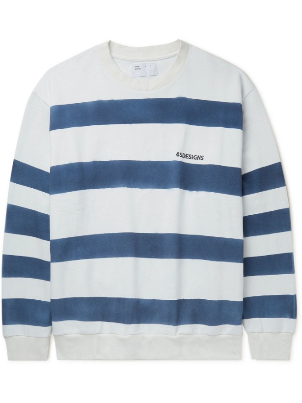 Photo: 4SDESIGNS - Tie-Dyed Striped Loopback Cotton-Jersey Sweatshirt - Blue