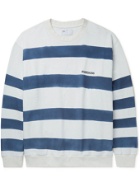 4SDESIGNS - Tie-Dyed Striped Loopback Cotton-Jersey Sweatshirt - Blue