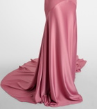 Solace London Florie satin-trimmed halterneck gown