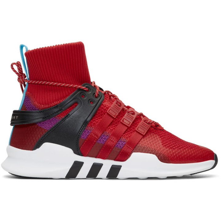 Photo: adidas Originals Red and Purple EQT Support ADV Winter High-Top Sneakers