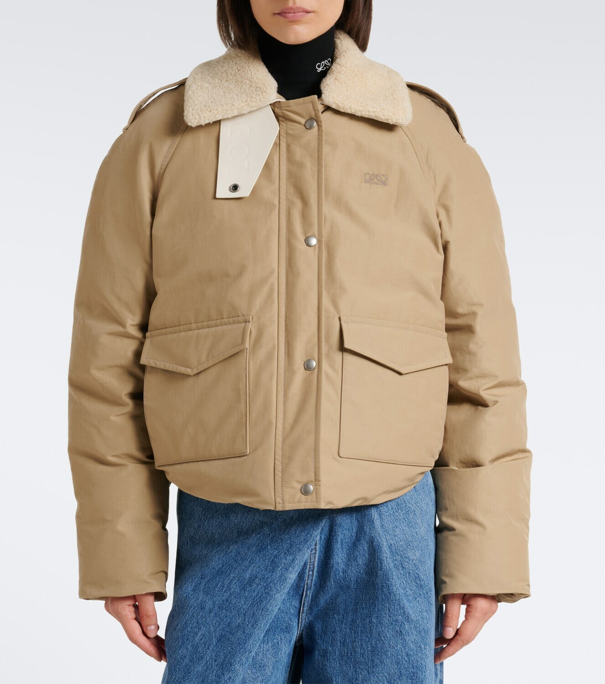 Loewe Padded shearling-trimmed cotton-blend jacket