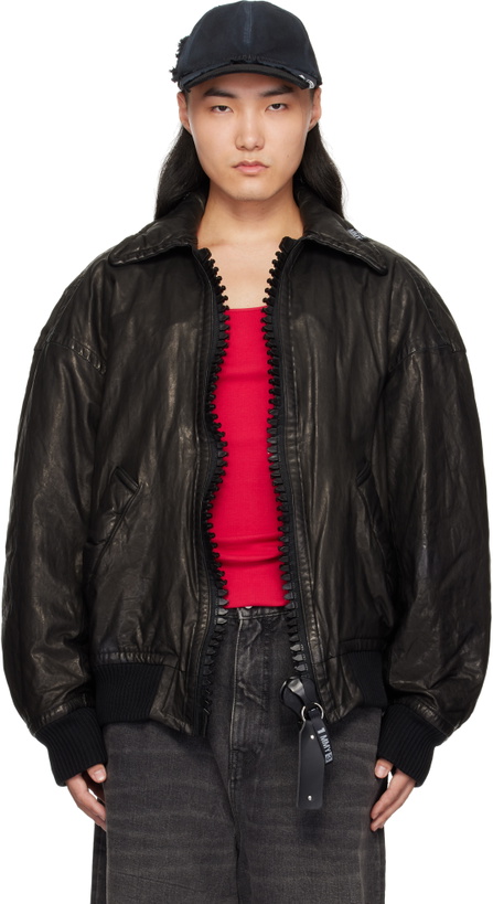 Photo: Maison MIHARA YASUHIRO Black Backlash Smooth Big Zip Leather Jacket
