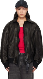 Maison MIHARA YASUHIRO Black Backlash Smooth Big Zip Leather Jacket