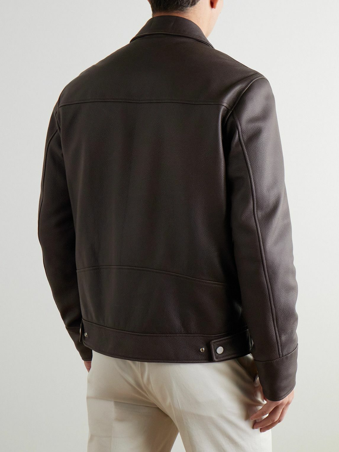 Kingsman - Padded Full-Grain Leather Jacket - Brown