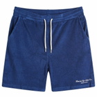 Sporty & Rich Hotel du Cap Cursive Terry Short in Indigo White