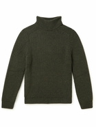 EDWIN - Slim-Fit Garment-Washed Ribbed-Knit Rollneck Sweater - Green