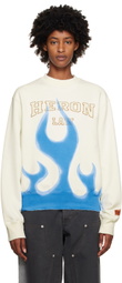 Heron Preston White Law Flames Sweatshirt