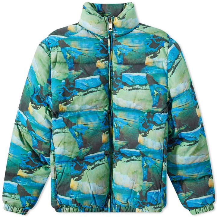 Photo: ERL Surf Puffer Jacket in Green Sunset