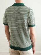 Mr P. - Striped Cotton Polo Shirt - Green