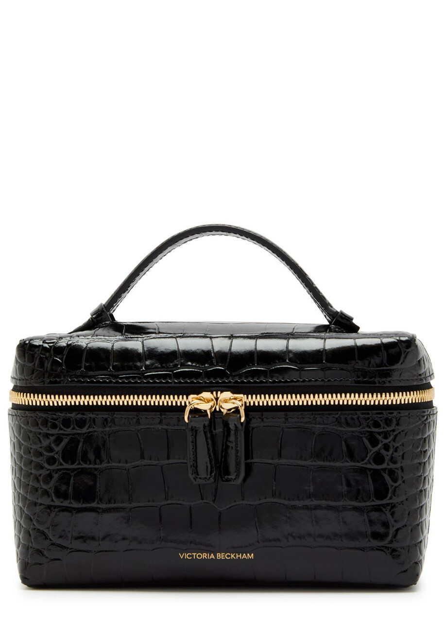 Victoria Beckham Vanity Crocodile-effect Glossed Leather Cross-body bag - Black - One Size